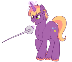 Size: 624x535 | Tagged: safe, artist:lulubell, oc, oc only, oc:parry, species:pony, species:unicorn, fencing, magic, rapier, simple background, solo, sword, transparent background, weapon