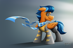 Size: 1037x680 | Tagged: safe, artist:bcpony, oc, oc only, oc:lightning rider, species:pegasus, species:pony, goggles, smiling, solo