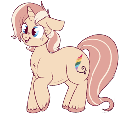 Size: 750x726 | Tagged: safe, artist:lulubell, oc, oc only, oc:lulubell, species:pony, species:unicorn, chubby, female, floppy ears, freckles, mare, open mouth, raised hoof, simple background, solo, transparent background