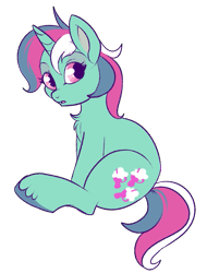 Size: 675x888 | Tagged: safe, artist:lulubell, character:fizzy, species:pony, species:unicorn, g1, chest fluff, female, g1 to g4, generation leap, mare, simple background, sitting, solo, transparent background