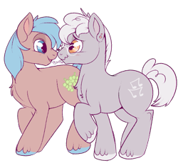 Size: 897x826 | Tagged: safe, artist:lulubell, character:colton john, character:levon song, character:neigh sayer, species:pony, blind bag pony, boop, gay, male, neighsong, noseboop, shipping