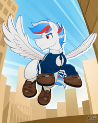 Size: 900x1124 | Tagged: safe, artist:bcpony, oc, oc only, oc:wind chaser, species:pegasus, species:pony, clothing, commission, jacket, male, shoes
