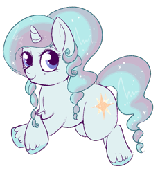 Size: 679x736 | Tagged: safe, artist:lulubell, oc, oc only, oc:incandescence, parent:princess celestia, parent:rarity, parents:rarilestia, species:pony, species:unicorn, female, filly, magical lesbian spawn, next generation, offspring, simple background, solo, transparent background