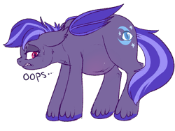 Size: 733x550 | Tagged: safe, artist:lulubell, oc, oc only, oc:night watch, species:bat pony, pregnant, solo, unwanted pregnancy
