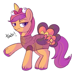 Size: 750x727 | Tagged: safe, artist:lulubell, character:scootaloo, species:pegasus, species:pony, clothing, colored hooves, costume, cute, cutealoo, female, grumpy, holiday, looking at you, raised hoof, scootachicken, scootaturkey, silly, simple background, solo, thanksgiving, transparent background, turkey, turkey costume, unamused, unimpressed