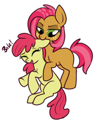Size: 336x433 | Tagged: safe, artist:lulubell, character:apple bloom, character:babs seed, ship:appleseed, episode:one bad apple, g4, my little pony: friendship is magic, applecest, ear bite, incest, shipping, simple background, transparent background