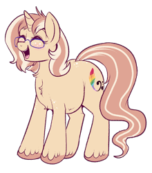 Size: 750x854 | Tagged: safe, artist:lulubell, oc, oc only, oc:lulubell, species:pony, species:unicorn, blushing, butt freckles, chubby, female, freckles, glasses, mare, simple background, solo, transparent background