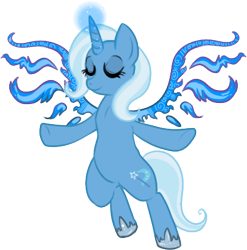 Size: 432x437 | Tagged: safe, artist:lulubell, character:trixie, species:pony, species:unicorn, artificial wings, augmented, eyes closed, female, magic, magic wings, mare, simple background, solo, transparent background, wings