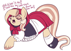 Size: 770x556 | Tagged: safe, artist:lulubell, oc, oc only, oc:lulubell, clothing, costume, implied vore, little red riding hood, simple background, solo, transparent background