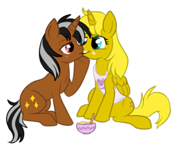 Size: 479x402 | Tagged: safe, artist:lulubell, oc, oc only, oc:star sparkler, oc:ticket, species:alicorn, species:pony, alicorn oc, female, kissing, male, shipping, simple background, straight, ticketsparkler, transparent background