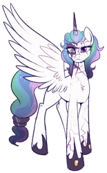 Size: 520x840 | Tagged: safe, artist:lulubell, character:princess celestia, species:alicorn, species:pony, alternate hairstyle, alternate universe, champion au, eye scar, female, mare, missing wing, scar, simple background, solo, transparent background
