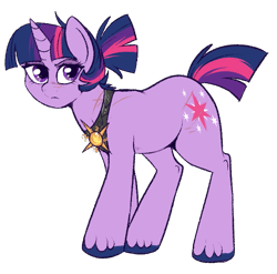 Size: 683x675 | Tagged: safe, artist:lulubell, character:twilight sparkle, character:twilight sparkle (unicorn), species:pony, species:unicorn, alternate hairstyle, alternate universe, champion au, collar, female, solo