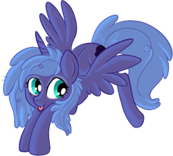 Size: 402x361 | Tagged: safe, artist:lulubell, character:princess luna, species:alicorn, species:pony, alternate hairstyle, female, filly, foal, messy mane, simple background, solo, tongue out, transparent background, woona