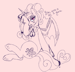 Size: 650x625 | Tagged: safe, artist:lulubell, character:princess cadance, species:pony, alternate hairstyle, alternate universe, angst, champion au, evil, female, princess heartache, solo