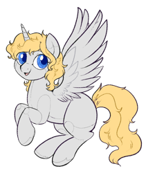 Size: 570x676 | Tagged: safe, artist:lulubell, oc, oc only, oc:harmony core, species:alicorn, species:pony, alicorn oc, blonde hair, blue eyes, colored sketch, gray coat, robot, robot pony, simple background, solo, transparent background, uncanny valley