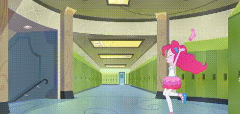 Size: 470x223 | Tagged: safe, edit, edited screencap, screencap, character:indigo wreath, character:pinkie pie, character:sophisticata, episode:sock it to me, g4, my little pony: equestria girls, my little pony:equestria girls, spoiler:choose your own ending (season 2), spoiler:eqg series (season 2), animated, background human, canterlot high, chase, clothing, female, gif, indigo wreath, lockers, male, running, sock, socks, sophisticata