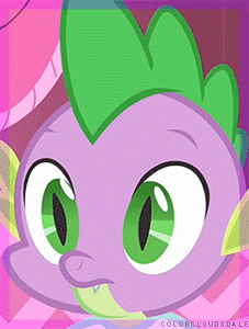 Size: 227x300 | Tagged: safe, edit, edited screencap, screencap, character:rarity, character:spike, species:dragon, episode:green isn't your color, g4, my little pony: friendship is magic, animated, clothing, cropped, gif, implied shipping, implied straight, male, shirt, solo, subtle as a train wreck