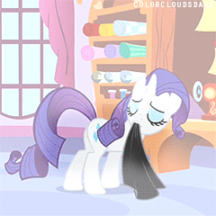 Size: 240x240 | Tagged: safe, edit, edited screencap, screencap, character:rarity, species:pony, species:unicorn, episode:green isn't your color, g4, my little pony: friendship is magic, animated, cape, clothing, female, gif, solo