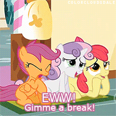 Size: 240x240 | Tagged: safe, edit, edited screencap, screencap, character:apple bloom, character:scootaloo, character:sweetie belle, species:earth pony, species:pegasus, species:pony, species:unicorn, episode:the cutie mark chronicles, g4, my little pony: friendship is magic, animated, caption, cutie mark crusaders, gif, image macro, text