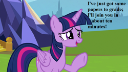 Size: 800x450 | Tagged: safe, edit, edited screencap, screencap, character:twilight sparkle, character:twilight sparkle (alicorn), species:alicorn, species:pony, episode:father knows beast, g4, my little pony: friendship is magic, cute, female, offscreen character, smiling, solo, speech, twiabetes, twilight's castle