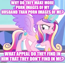 Size: 513x500 | Tagged: safe, edit, edited screencap, screencap, character:princess cadance, species:pony, episode:the beginning of the end, g4, my little pony: friendship is magic, angry, cropped, female, glowing horn, gritted teeth, horn, implied porn, implied shining armor, meme, solo
