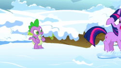 Size: 1920x1080 | Tagged: safe, edit, edited screencap, screencap, character:princess celestia, character:spike, character:twilight sparkle, character:twilight sparkle (unicorn), species:pony, species:unicorn, episode:between dark and dawn, episode:winter wrap up, g4, my little pony: friendship is magic, animated, no sound, scared, webm