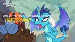 Size: 720x405 | Tagged: safe, edit, edited screencap, screencap, character:princess ember, species:dragon, episode:sweet and smoky, g4, my little pony: friendship is magic, annoyed, clump, overwatch