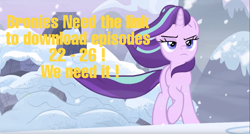 Size: 1917x1031 | Tagged: safe, edit, edited screencap, screencap, character:starlight glimmer, episode:the ending of the end, g4, my little pony: friendship is magic, leak, badass, female, petition, snow, solo, text