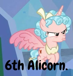 Size: 392x409 | Tagged: safe, edit, edited screencap, screencap, character:cozy glow, species:alicorn, species:pony, episode:the ending of the end, g4, my little pony: friendship is magic, leak, alicornified, armor, bow, chestplate, cozy glow is not amused, cozycorn, cropped, curly hair, cutie mark, freckles, frown, hair bow, race swap, spoiled brat, spread wings, wings