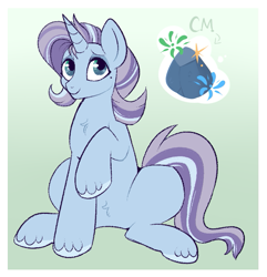 Size: 697x723 | Tagged: safe, artist:lulubell, oc, oc only, oc:pop rocks, parent:maud pie, parent:trixie, parents:mauxie, species:pony, species:unicorn, green background, magical lesbian spawn, male, offspring, simple background, solo, stallion, unshorn fetlocks