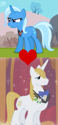 Size: 239x509 | Tagged: safe, edit, edited screencap, screencap, character:prince blueblood, character:trixie, species:pony, ship:bluetrix, episode:magic duel, episode:the ticket master, g4, my little pony: friendship is magic, alicorn amulet, female, male, shipping, shipping domino, straight