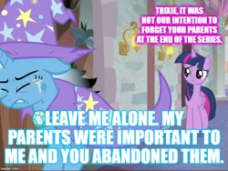 Size: 666x500 | Tagged: safe, edit, edited screencap, screencap, character:trixie, character:twilight sparkle, character:twilight sparkle (alicorn), species:alicorn, species:pony, episode:a horse shoe-in, g4, my little pony: friendship is magic, cropped, crying, implied jack pot, implied sunflower spectacle