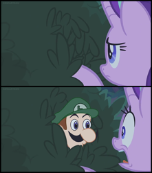 Size: 1298x1467 | Tagged: safe, edit, edited screencap, screencap, character:starlight glimmer, species:pony, episode:student counsel, luigi, meme, weegee
