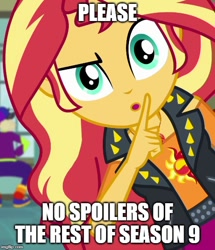 Size: 500x582 | Tagged: safe, edit, edited screencap, screencap, character:cranky doodle donkey, character:sunset shimmer, episode:do it for the ponygram!, g4, my little pony: equestria girls, my little pony:equestria girls, spoiler:eqg series (season 2), cropped, female, geode of empathy, magical geodes, no spoilers, shhh, solo