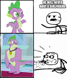 Size: 500x581 | Tagged: safe, edit, edited screencap, screencap, character:spike, species:dragon, episode:the last problem, g4, my little pony: friendship is magic, season 9, leak, cereal guy, cropped, gigachad spike, meme, older, older spike, spoiler, surprised, winged spike
