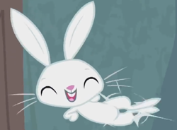 Size: 1364x1004 | Tagged: safe, edit, edited screencap, screencap, character:angel bunny, species:rabbit, episode:she talks to angel, g4, my little pony: friendship is magic, animal, clapping, cropped, elated, excited, eyes closed, happy, leaping, male, solo