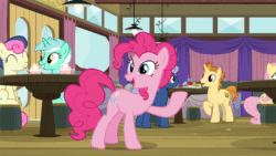 Size: 1920x1080 | Tagged: safe, edit, edited screencap, screencap, character:bon bon, character:fluttershy, character:golden crust, character:lyra heartstrings, character:midnight snack, character:pinkie pie, character:sweetie drops, species:pony, episode:a trivial pursuit, g4, my little pony: friendship is magic, animated, friendship student, no sound, resource, stuffed, stuffing, webm, weight gain