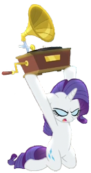 Size: 490x929 | Tagged: safe, edit, edited screencap, screencap, character:rarity, species:pony, species:unicorn, episode:dragon dropped, g4, my little pony: friendship is magic, anatomically incorrect, background removed, cropped, eyes closed, female, gramophone, incorrect leg anatomy, open mouth, say anything, simple background, solo, transparent background