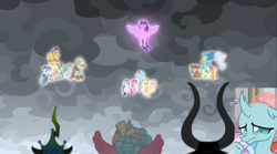 Size: 1678x932 | Tagged: safe, edit, screencap, character:applejack, character:cozy glow, character:flash magnus, character:fluttershy, character:gallus, character:lord tirek, character:meadowbrook, character:mistmane, character:ocellus, character:pinkie pie, character:queen chrysalis, character:rainbow dash, character:rarity, character:rockhoof, character:sandbar, character:silverstream, character:smolder, character:somnambula, character:spike, character:star swirl the bearded, character:twilight sparkle, character:twilight sparkle (alicorn), character:yona, species:alicorn, species:changedling, species:dragon, species:pony, episode:the ending of the end, g4, my little pony: friendship is magic, leak, animation error, mane seven, mane six, pillars of equestria, student six, winged spike, you had one job