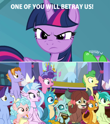 Size: 800x904 | Tagged: safe, edit, edited screencap, screencap, character:auburn vision, character:berry blend, character:berry bliss, character:cozy glow, character:gallus, character:huckleberry, character:november rain, character:ocellus, character:sandbar, character:silverstream, character:smolder, character:twilight sparkle, character:twilight sparkle (alicorn), character:yona, species:alicorn, species:changedling, species:pony, episode:a matter of principals, g4, my little pony: friendship is magic, comic, friendship student, screencap comic, student six