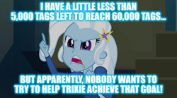 Size: 1280x712 | Tagged: safe, edit, edited screencap, screencap, character:trixie, derpibooru, equestria girls:rainbow rocks, g4, my little pony: equestria girls, my little pony:equestria girls, image macro, meme, meta, tags, text, trixie yells at everything
