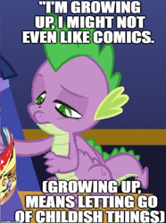 Size: 912x1224 | Tagged: safe, edit, edited screencap, screencap, character:spike, species:dragon, episode:the last problem, g4, my little pony: friendship is magic, leak, caption, cropped, downvote bait, image macro, meme, solo focus, text, winged spike