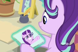 Size: 810x540 | Tagged: safe, edit, edited screencap, screencap, character:starlight glimmer, species:pony, species:unicorn, episode:a horse shoe-in, g4, my little pony: friendship is magic, cropped, discovery family logo, female, magic, mare, meme, phyllis no!
