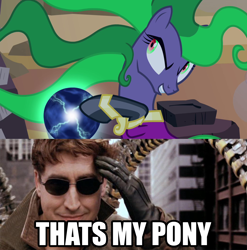 Size: 1280x1296 | Tagged: safe, edit, edited screencap, screencap, character:mane-iac, species:pony, episode:power ponies, g4, my little pony: friendship is magic, antagonist, doctor octopus, electro orb, meme, spider-man, spider-man 2, that's my pony, that's my x