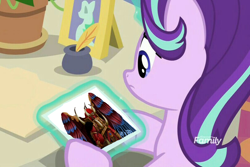 Size: 810x540 | Tagged: safe, edit, edited screencap, screencap, character:starlight glimmer, species:pony, episode:a horse shoe-in, g4, my little pony: friendship is magic, female, if the emperor had a text-to-speech device, magnus the red, mare, photo, primarch, this will end in warp storms, warhammer (game), warhammer 40k