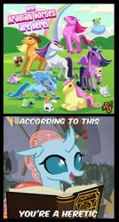 Size: 723x1344 | Tagged: safe, edit, edited screencap, screencap, character:angel bunny, character:applejack, character:fluttershy, character:gummy, character:ocellus, character:opalescence, character:owlowiscious, character:pinkamena diane pie, character:pinkie pie, character:rainbow dash, character:rarity, character:spike, character:tank, character:twilight sparkle, character:twilight sparkle (alicorn), character:winona, species:alicorn, species:changedling, species:changeling, species:dog, species:earth pony, species:pegasus, species:pony, species:rabbit, species:reformed changeling, species:unicorn, episode:a matter of principals, g4, my little pony: friendship is magic, :t, alligator, animal, animal jam, anklet, arabian horses, balloon, book, bootleg, bracelet, cat, clothing, collar, cowboy hat, cropped, cutie pox, female, frog, glasses, hat, heresy, jewelry, lidded eyes, looking at you, male, mane six, mare, meme, pony cameo, pony reference, prone, pronking, raised hoof, reference, smiling, smirk, sparkles, species swap, spread wings, text, tortoise, unshorn fetlocks, wat, wings