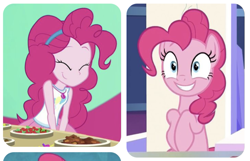 Size: 743x479 | Tagged: safe, edit, screencap, character:pinkie pie, species:pony, episode:sparkle's seven, episode:tip toppings, g4, my little pony: equestria girls, my little pony: friendship is magic, my little pony:equestria girls, spoiler:choose your own ending (season 2), spoiler:eqg series (season 2), cute, diapinkes, geode of sugar bombs, human ponidox, magical geodes, pinterest, ponidox, self ponidox, tip toppings: applejack