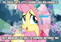 Size: 700x479 | Tagged: safe, edit, edited screencap, screencap, character:fluttershy, character:seabreeze, species:breezies, episode:it ain't easy being breezies, g4, my little pony: friendship is magic, background pony strikes again, funny, imgflip, meme, op is a duck, op is trying to start shit, op is trying to start shit so badly that it's just sad
