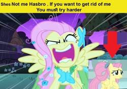 Size: 1190x843 | Tagged: safe, edit, edited screencap, screencap, character:fluttershy, species:pony, episode:the best night ever, episode:the last problem, g4, my little pony: friendship is magic, angry, flutterrage, mouthpiece, older, older fluttershy