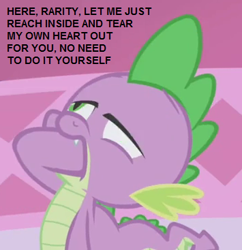 Size: 355x367 | Tagged: safe, edit, edited screencap, screencap, character:spike, episode:the ticket master, g4, my little pony: friendship is magic, context is for the weak, cropped, dialogue, implied rarity, male, solo, wat